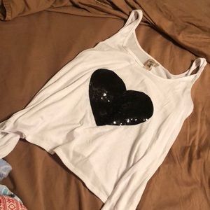 White tank with sequin heart